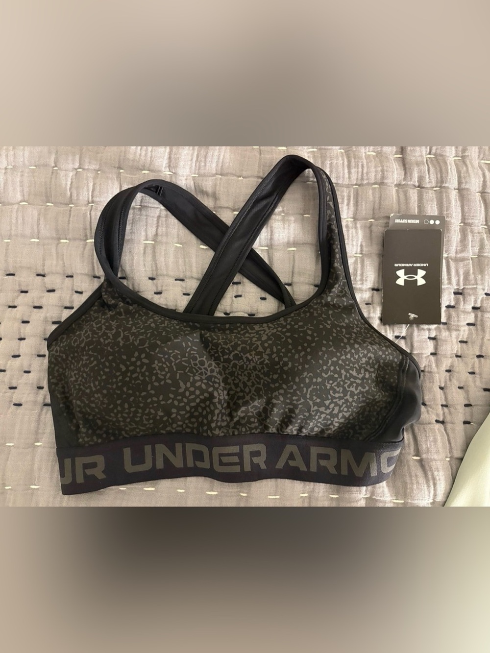 Under Armour Olive Green Camo Medium Support Sports Bra